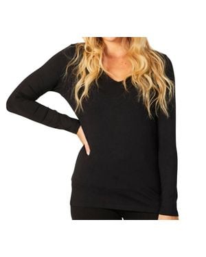 French Kyss V-Neck Long Sleeve - Black