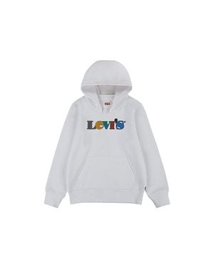 Levi's Hoodie Kids Graphic Print Cotton Long Sleeve Pullover Gbo137 - White