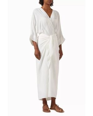 Haight Viscose V-Neck Knot Dress - White