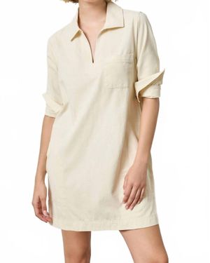 Lilla P Split Neck Collared Dress - White