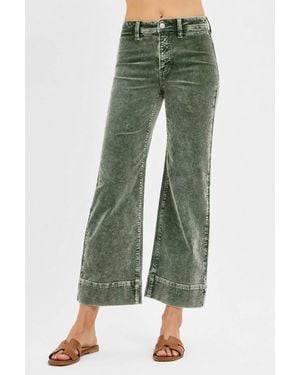 Risen High Rise Crop Straight Corduroy Pants - Green