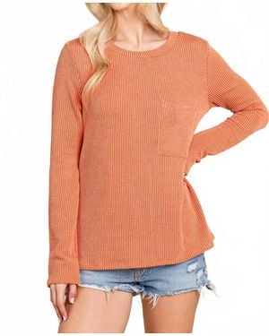 BOMBOM Western Ribbed Top With Pocket - Orange