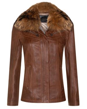Infinity Leather Slim Fit Parker Jacket-Millom - Brown