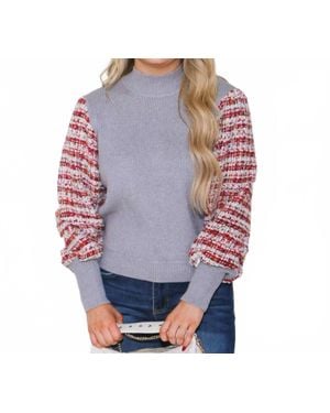 Thml Mixed Media Knit Sweater - Gray