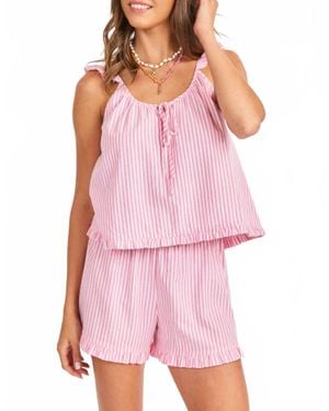 Sadie & Sage Jetset Ruffle Top And Shorts Set - Pink