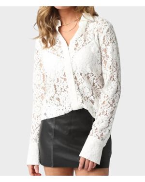 Olivaceous Lace Button Up Top - White