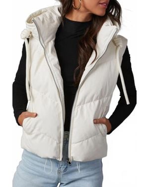 Hidden Jeans Short Hooded Down Sleeveless Vest - Black