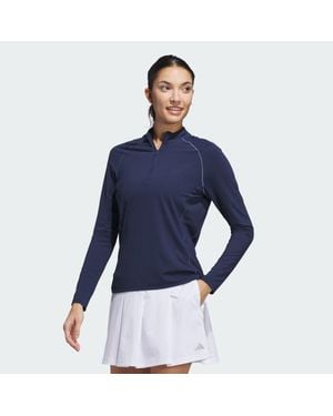 adidas Ultimate365 Solid Quarter-Zip Mock Polo Shirt - Blue