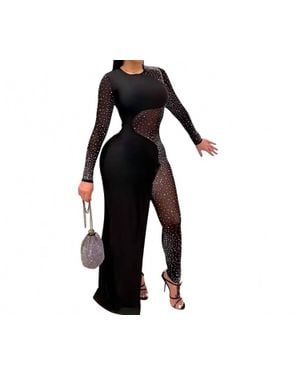 GAJE Sequin Bodycon Evening Jumpsuit With Cape - Black