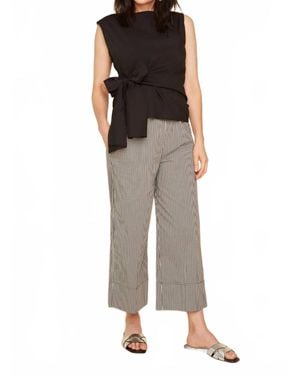 Renuar Wide Leg Cropped Pant - Gray