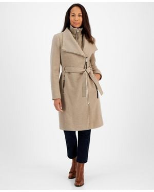 Calvin Klein Belted Wrap Coat - Natural