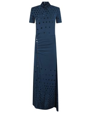 Rabanne Long Fitted Viscose-Blend Maxi Dress - Blue