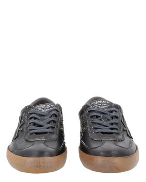 Premiata Smooth Finish Vintage Sole Low-Top Sneakers - Black