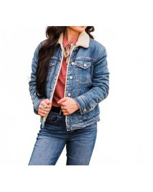 Kancan Esther Sherpa Denim Jacket - Blue