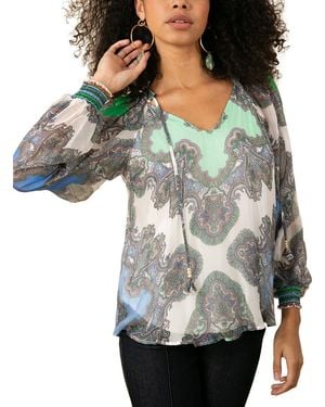 Hale Bob Willa Silk-Blend Blouse - Gray