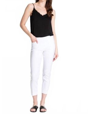 Slimsation By Multiples Pull-On Crop Pants With Front & Back Pockets - White