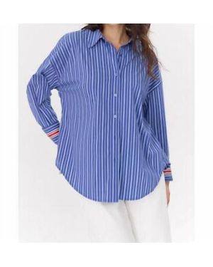 Greylin Hattie Poplin Oversized Stripe Shirt - Blue