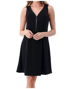 Ariella Big Zipper Mini Dress - Black