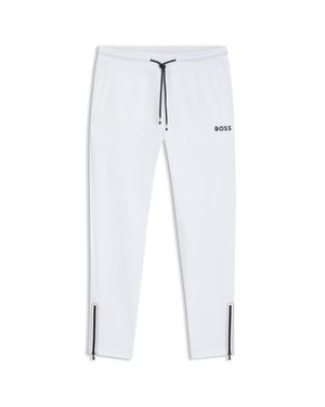 BOSS Active Stretch-Gabardine Tracksuit Bottoms With Thermoregulating Technology - White