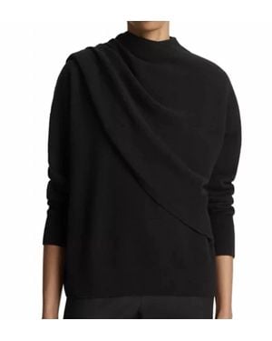 Vince Wool & Cashmere Draped Sweater - Black