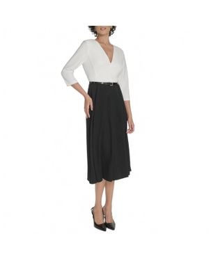Tommy Hilfiger V-Neck Colorblock Midi Dress - Black