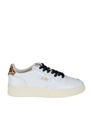 Autry Medalist Low Leopard Print Leather Sneakers - White