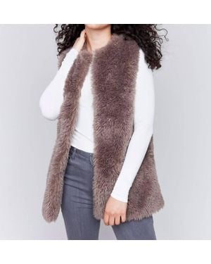 Charlie b Long Faux Fur Vest - Purple