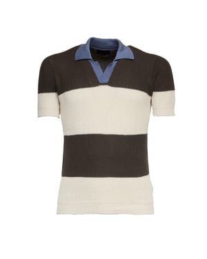 Dondup Ribbed Knit Bowling Polo Shirt - Black