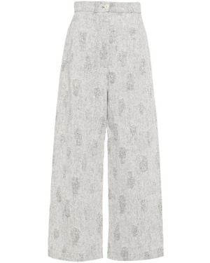 パンツ Henrik Vibskov High-Waisted Wide-Leg Pants With Textured Henrik Vibskov Wrist Plisse Pants in Stone Blue – JUDITH