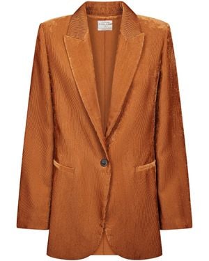 forte_forte Fluid Ribbed Velvet Notched Lapel Blazer - Brown