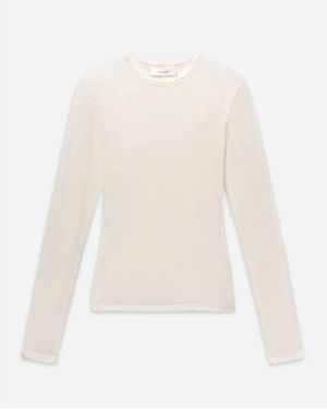FRAME The Mesh Polka Dot Top - White