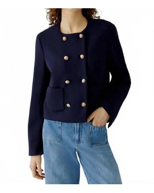 Ouí Double Breasted Ponte Blazer - Blue