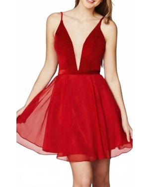 Angela & Alison Velvet Dress - Red