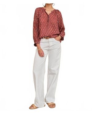 M.A.B.E Ari Print Long Sleeve Top - Red