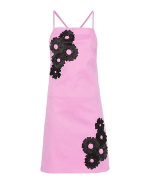 MSGM Fitted Mini Dress With Floral Appliqués - Pink