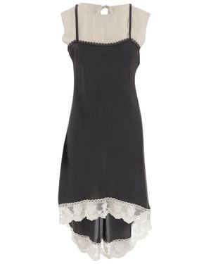 THE GARMENT Silk Mini Dress With Lace Inserts And Back Tie Closure - Black