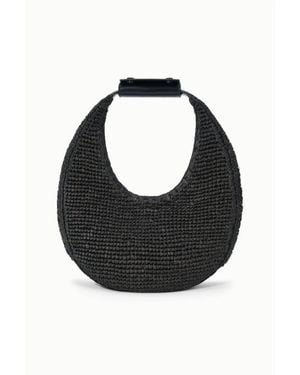 STAUD Moon Raffia Tote Bag - Black