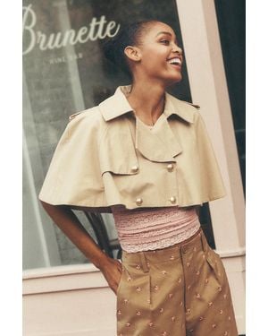Maeve Cropped Trench Cape Jacket - Multicolor