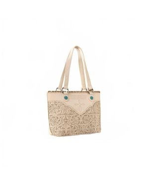 Montana West Tooled Floral Concealed Carry Tote Bag - Natural