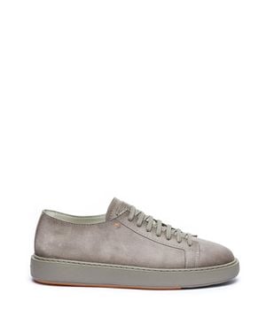 Santoni Cleanic Model Suede Sneakers - Gray