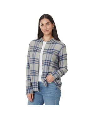 Toad & Co. Re-Form Flannel Shirt Basalt Lg Scale Button-Up Gbo1737 - Blue
