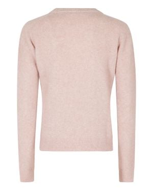 Roberto Collina Soft Knit Sweater With Classic Crew Neckline And Ribbed Edges - Pink