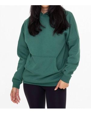 Mono B Longline Slim Fit Fleece Hoodie - Green
