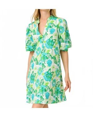 Lilly Pulitzer Mialeigh Elbow Sleeve Linen Dress - Green