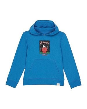 L.L. Bean Kids L. L.Bean X Peanuts Hoodie Marine Kangaroo Pockets Pullover Red632 - Blue