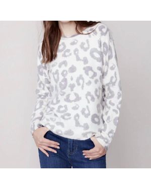 Charlie b Crew Neck Raglan Sleeve Inside Print - White