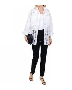 Joseph Ribkoff Cotton Lace Boxy Embroidered Blouse - Black