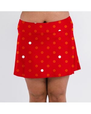 Calypsa High Waisted Mini Swim Skirt With Shorts - Red
