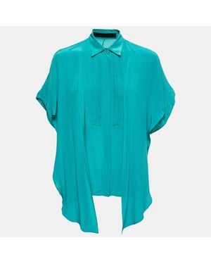 Elie Saab Crepe Silk Ruffled Overlay Shirt - Blue