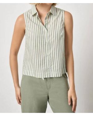 Lilla P Cotton Yarn-Dyed Poplin Sleeveless Shirt - Green